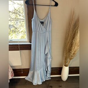 Light blue silk dress with ruffles